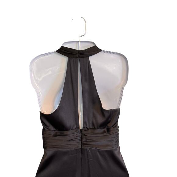 Trina Turk Silk Plunge Halter Neck Black Satin Cocktail Dress Small - Picture 6 of 10